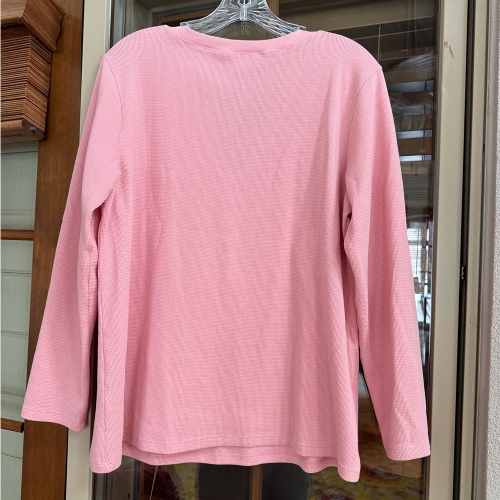 Caslon Soft Pink Buttoned V-Neck Long Sleeve Top - Picture 4 of 4
